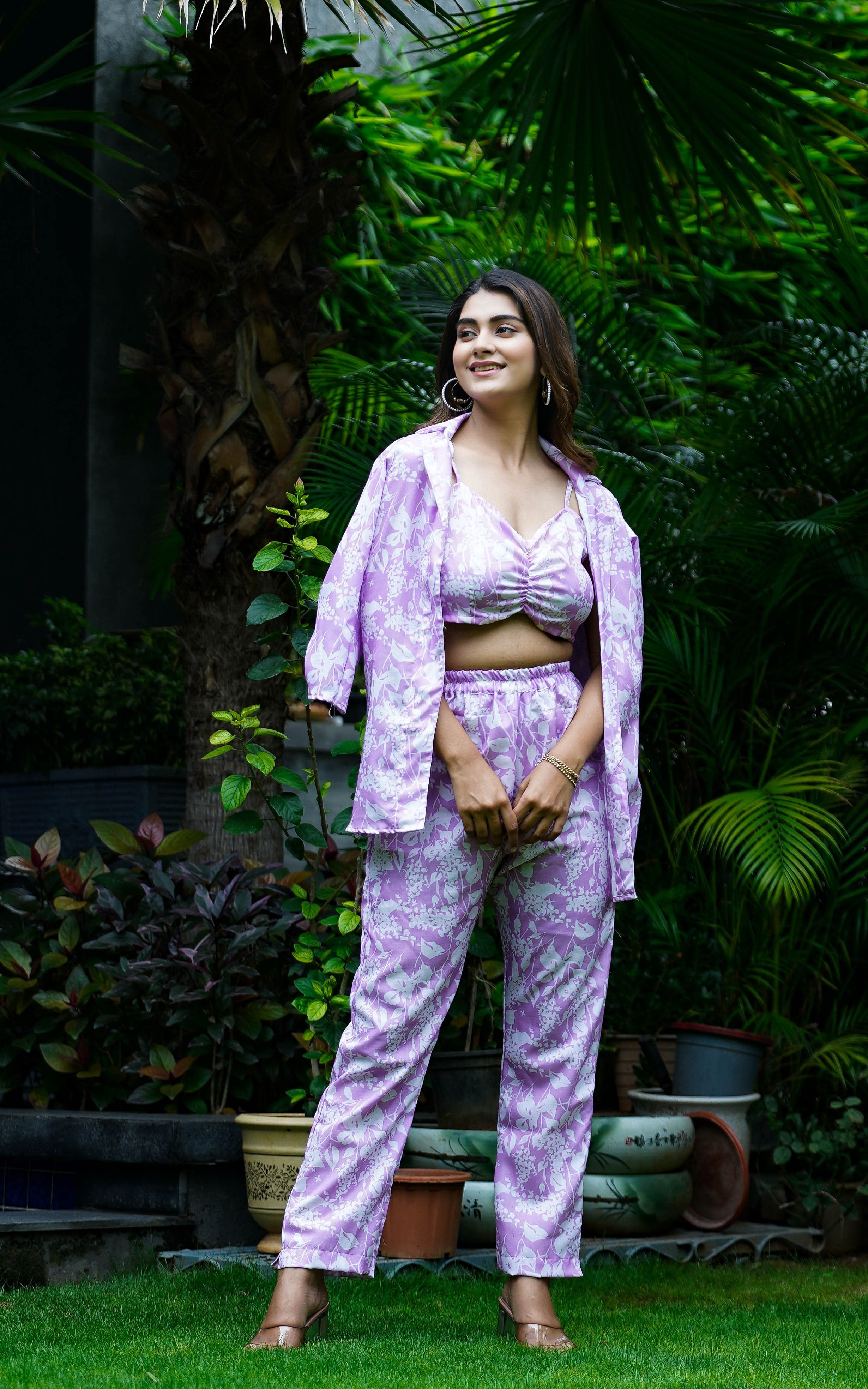 Women's Printed Lavender Co-Ords Set