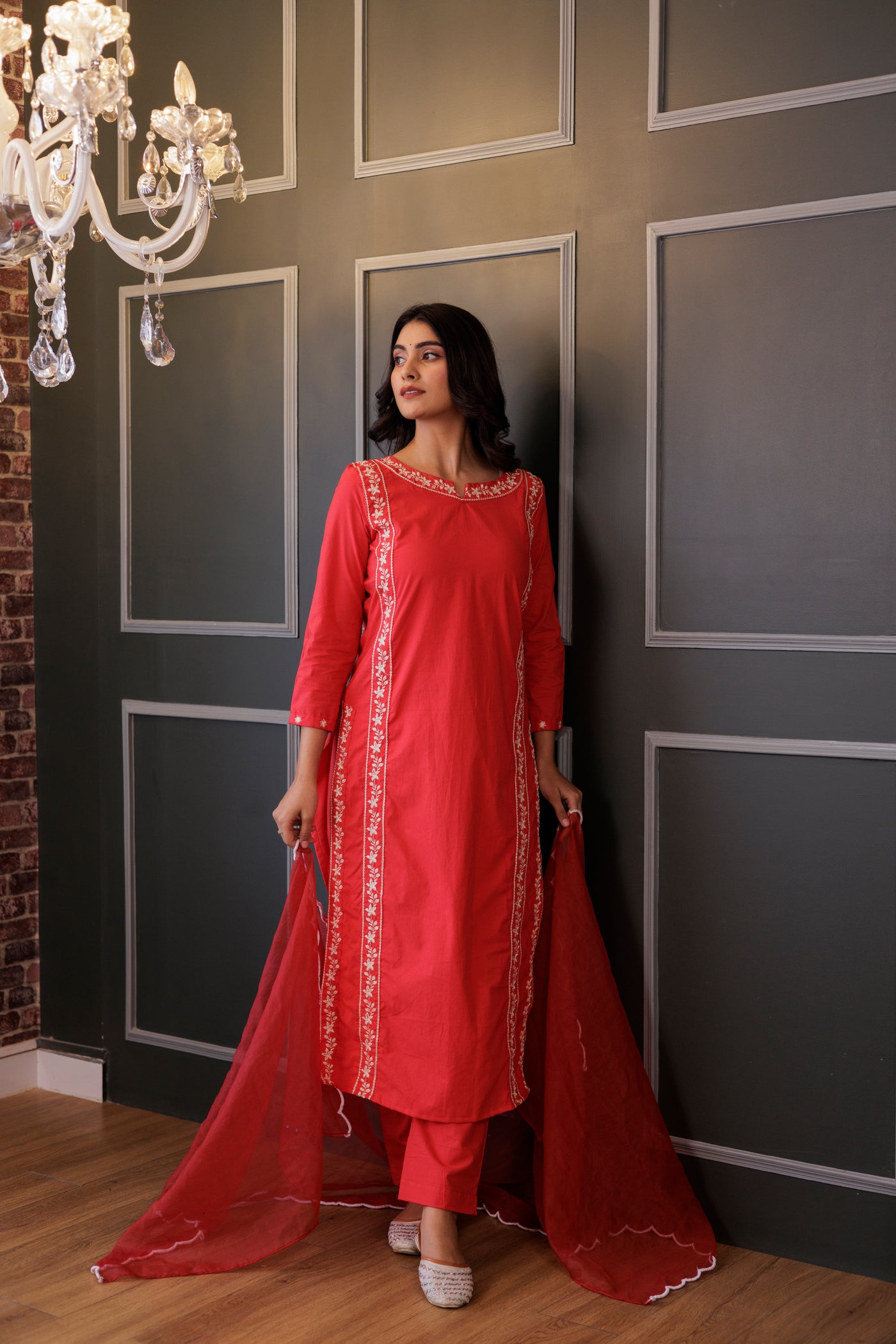 RED PAKISTANI SUIT SET - Main Image