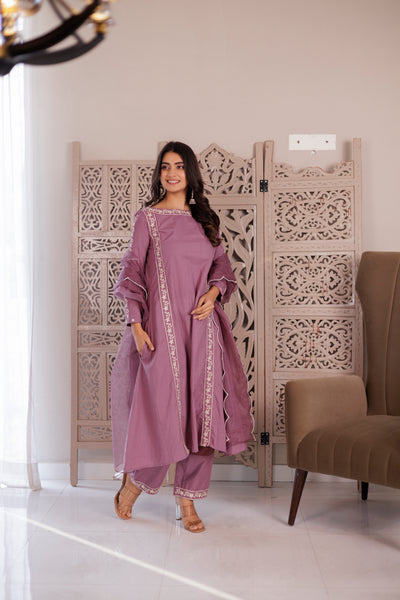 PURPLE COTTON SUIT SET