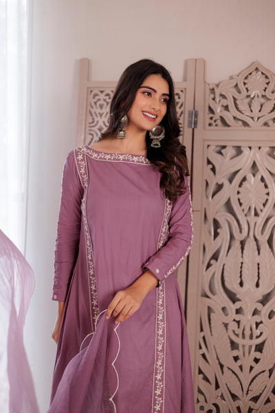 PURPLE COTTON SUIT SET