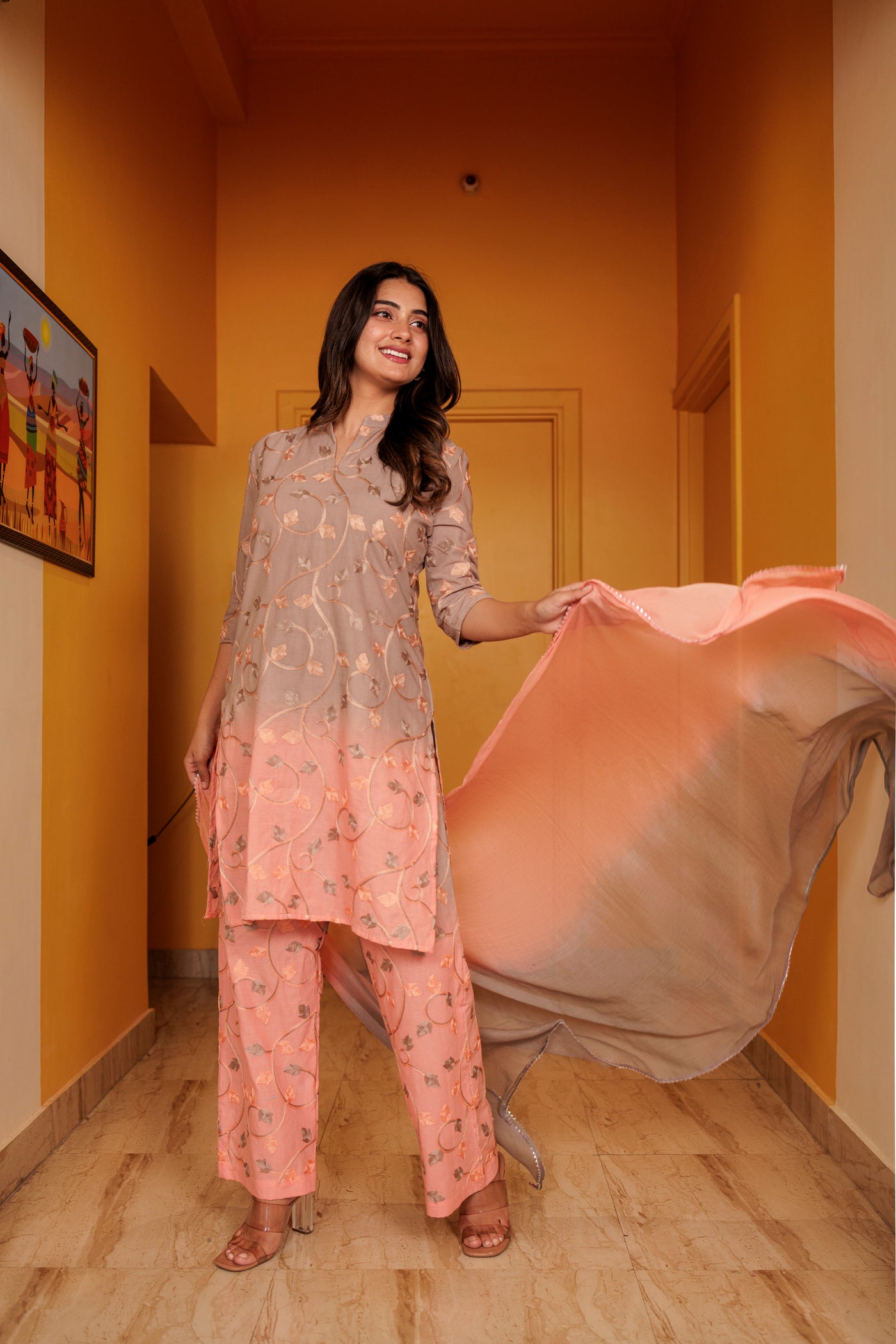 SUNAIRA BROWN SUIT SET