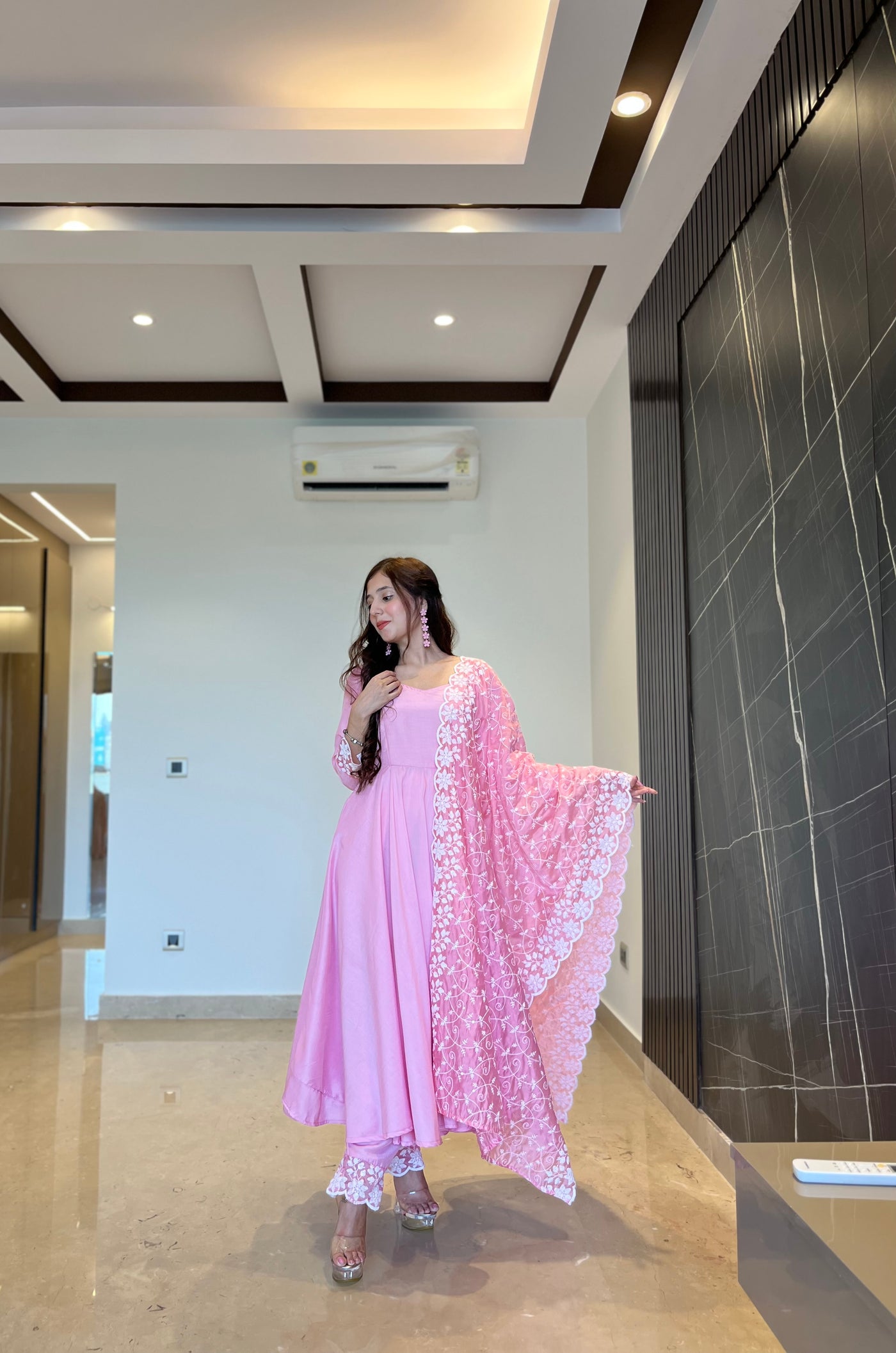 Aashna Raii in Pink Chikankari Suit Set