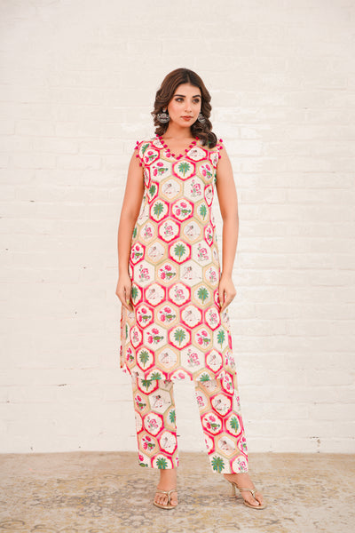 PEACOCK CHANDERI SUIT SET
