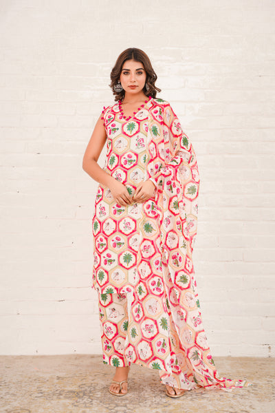 PEACOCK CHANDERI SUIT SET