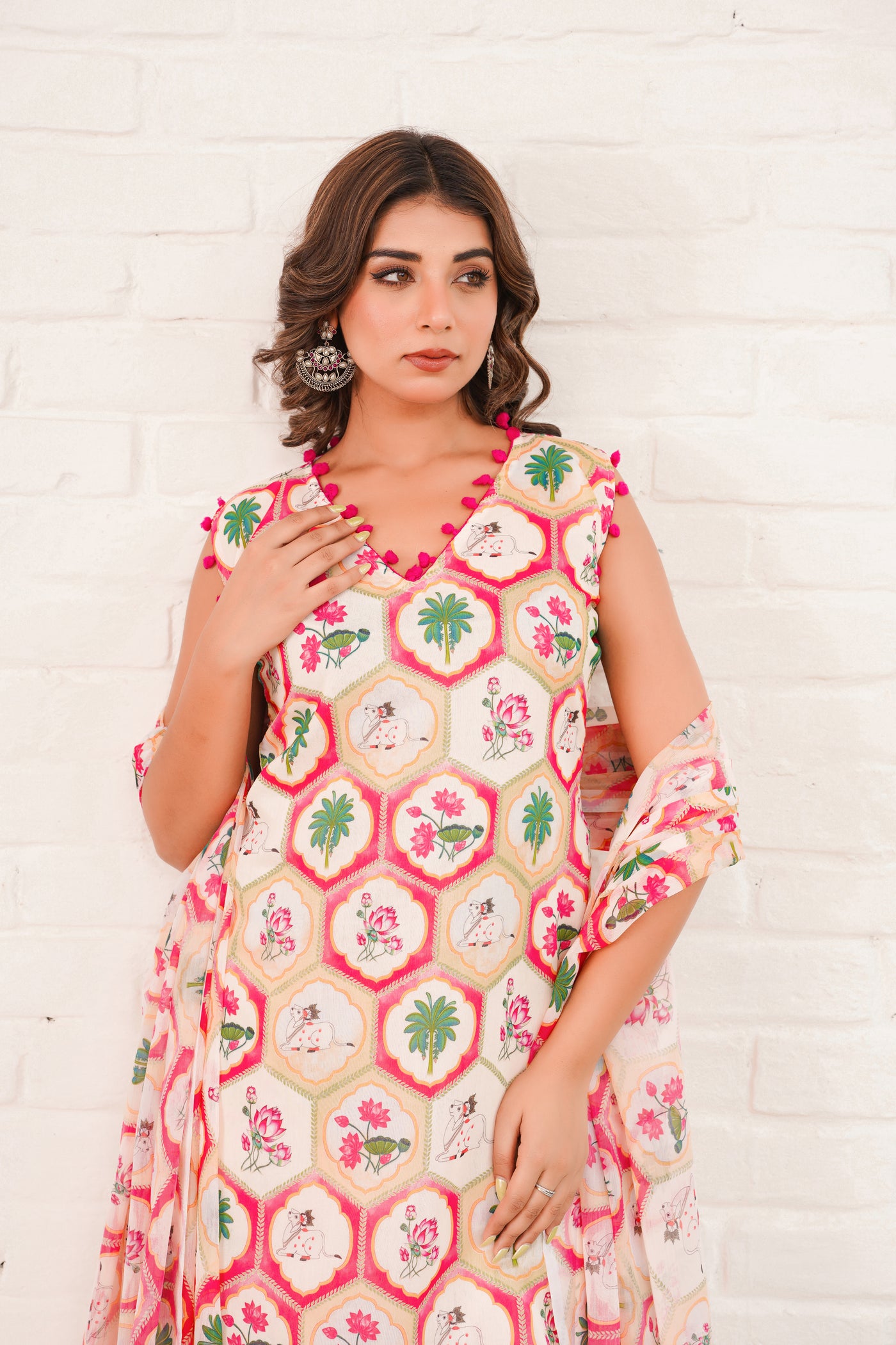 PEACOCK CHANDERI SUIT SET