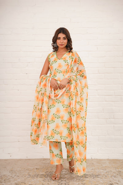 DAFFODIL CHANDERI SUIT SET