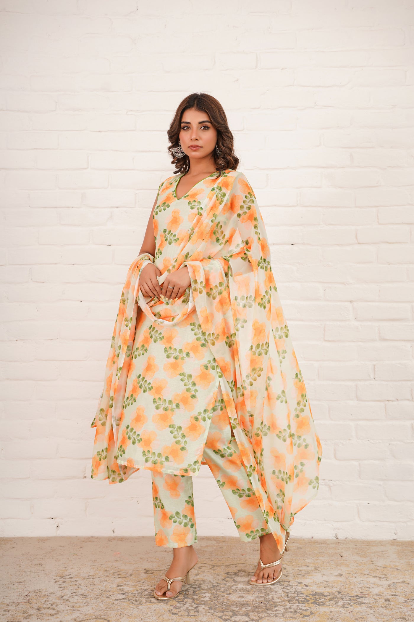 DAFFODIL CHANDERI SUIT SET