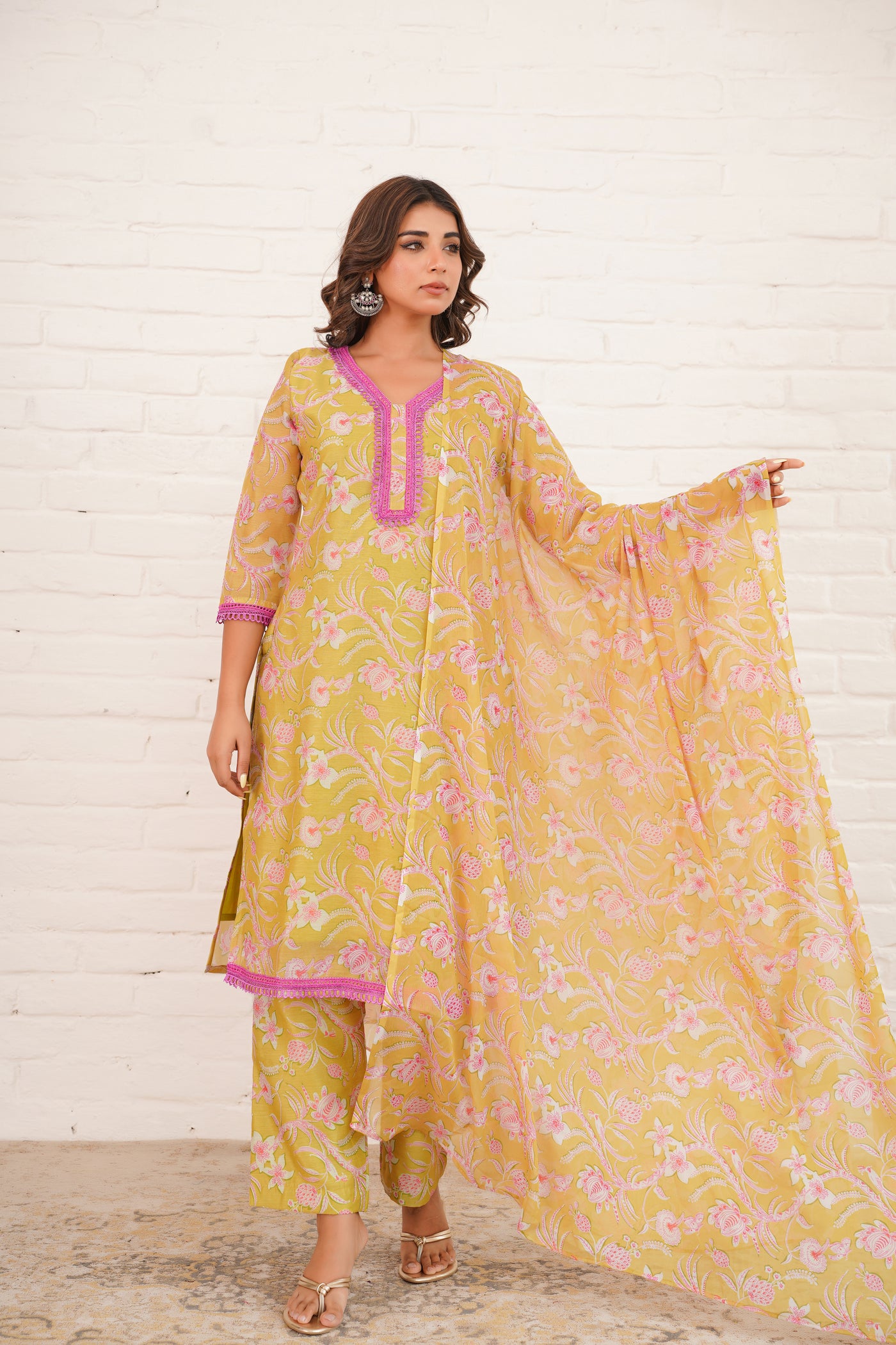 VRAJ CHANDERI SUIT SET