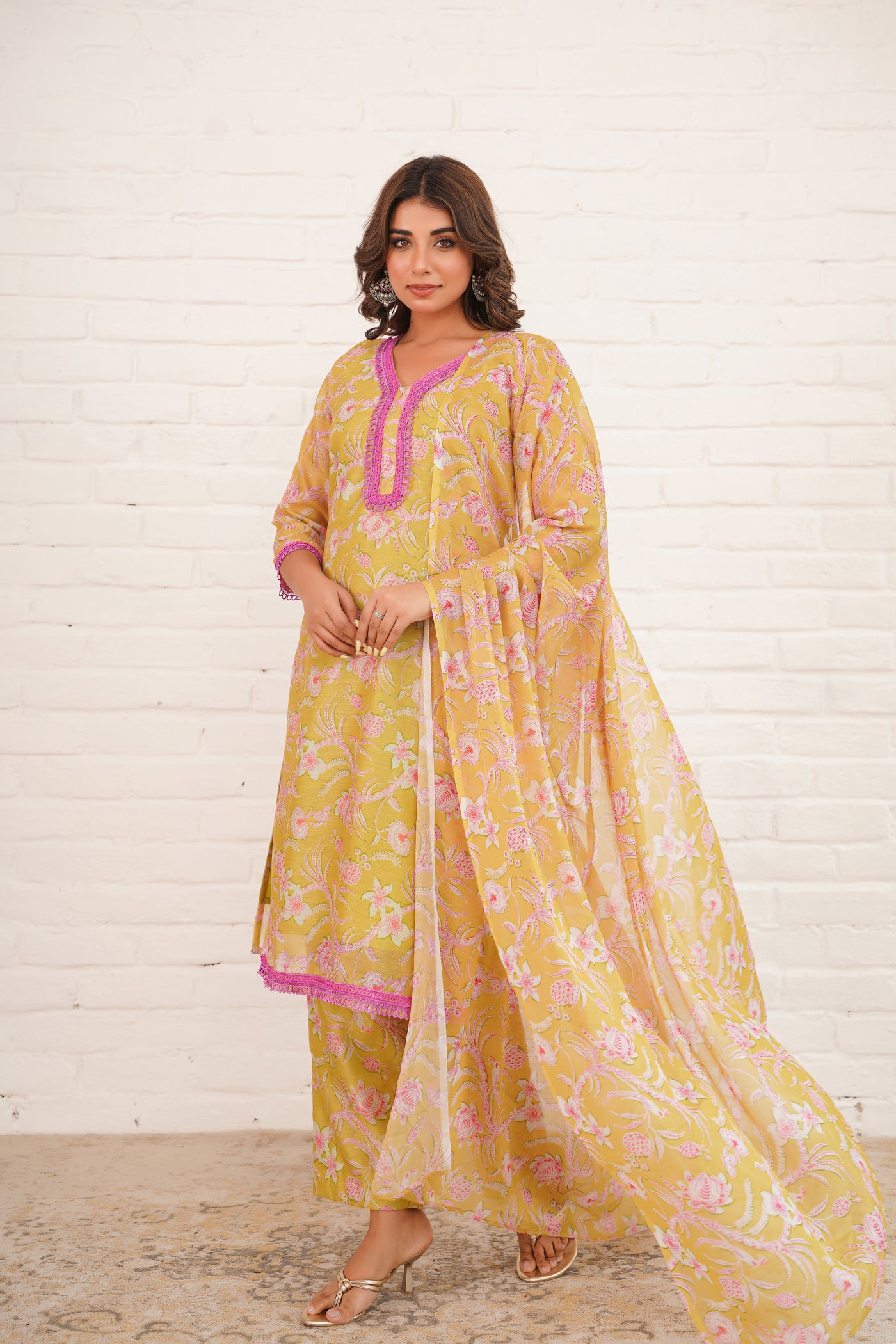VRAJ CHANDERI SUIT SET