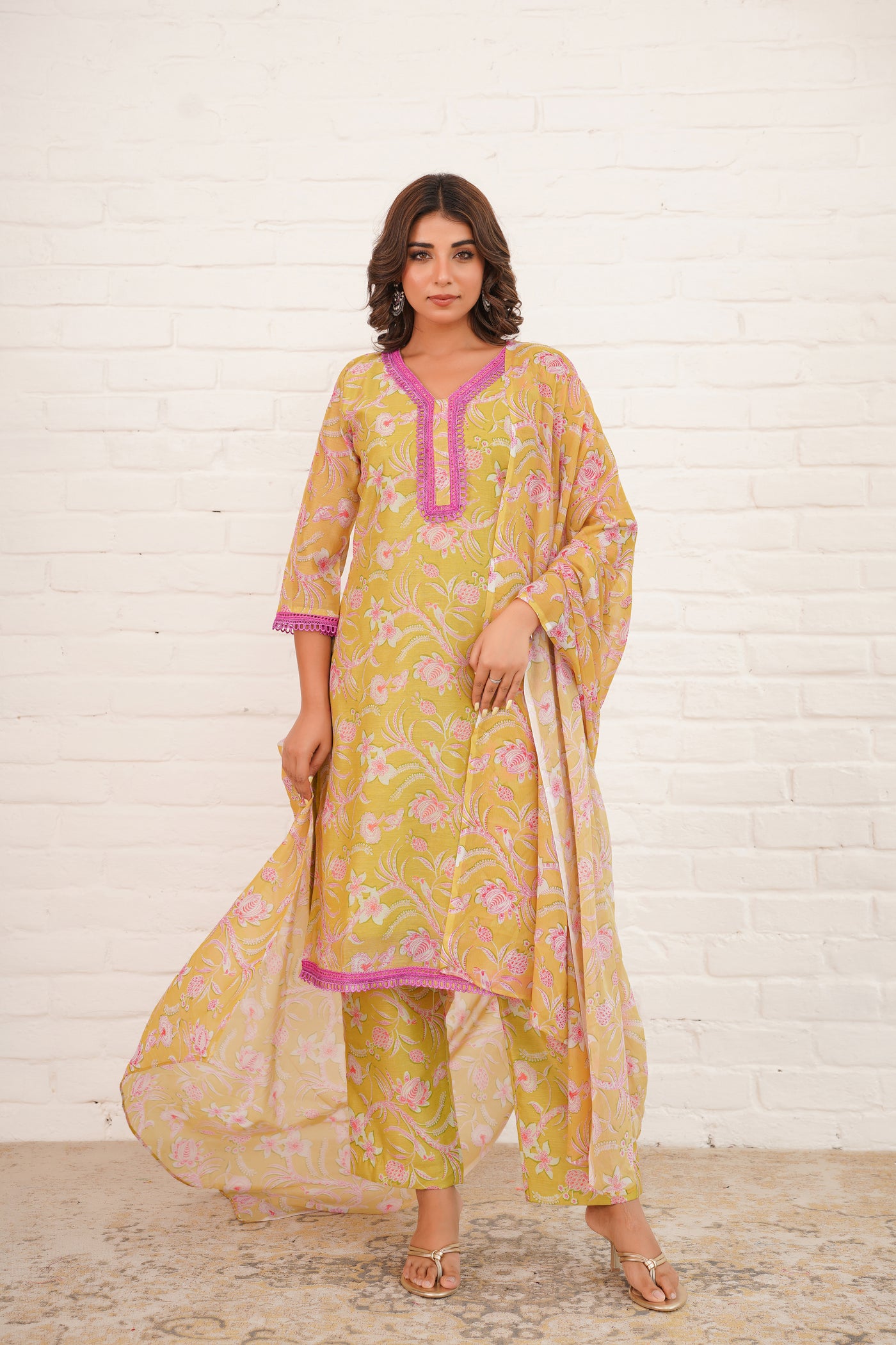 VRAJ CHANDERI SUIT SET