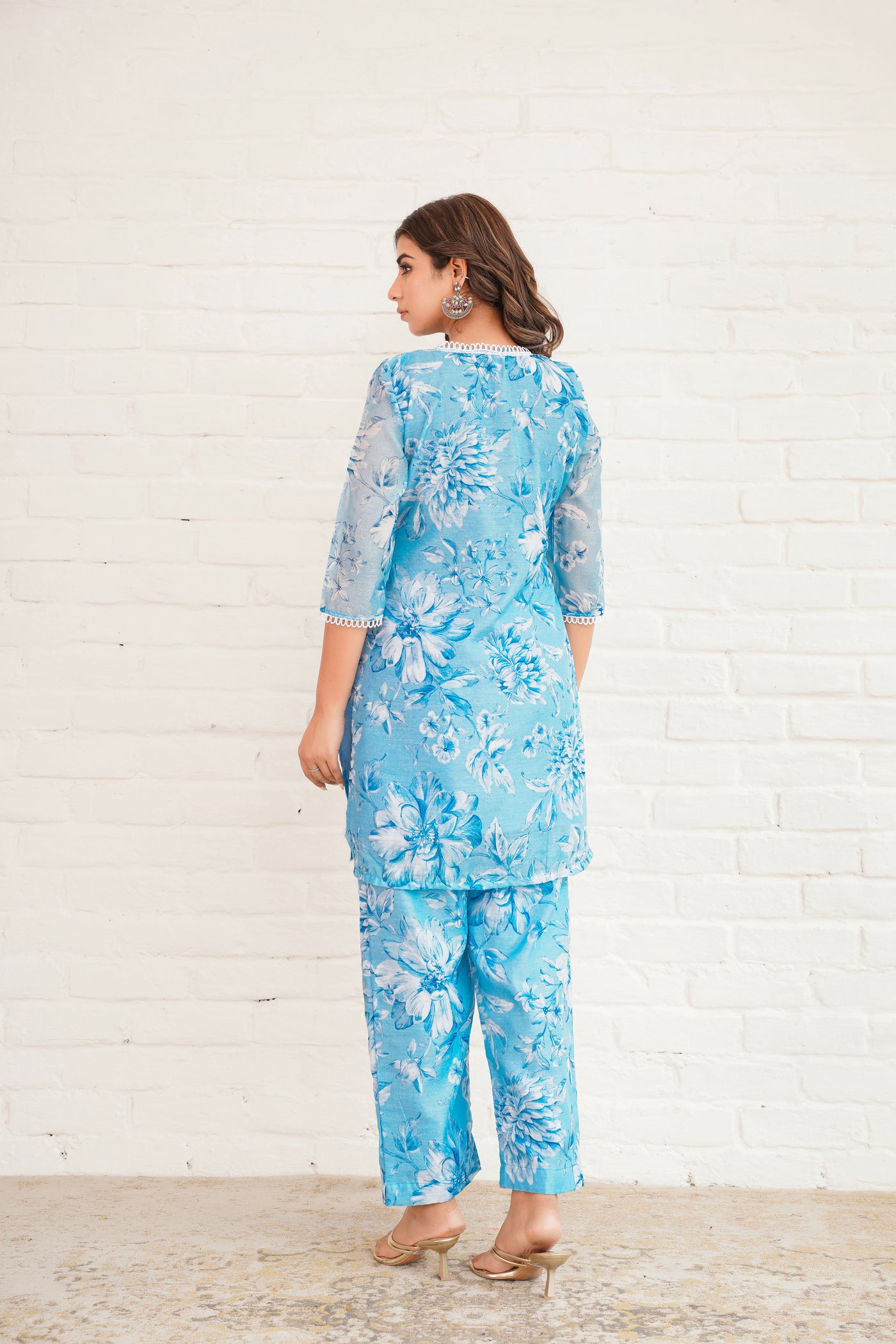 BLUE CHANDERI SUIT SET