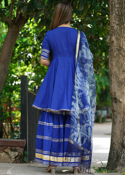 BLUE GOTA SHARARA SET