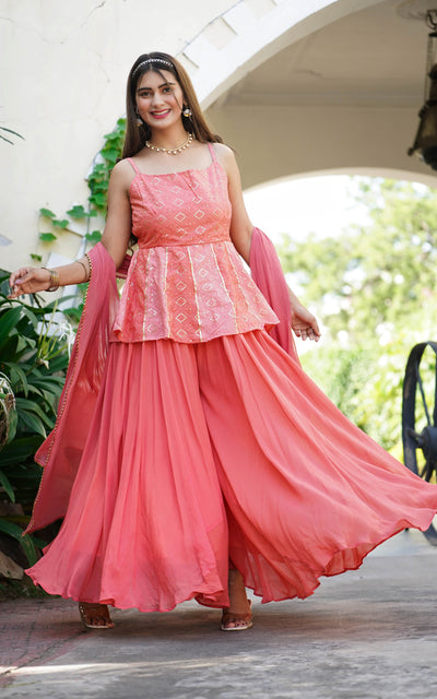 PEACH OMBRE SHARARA SET