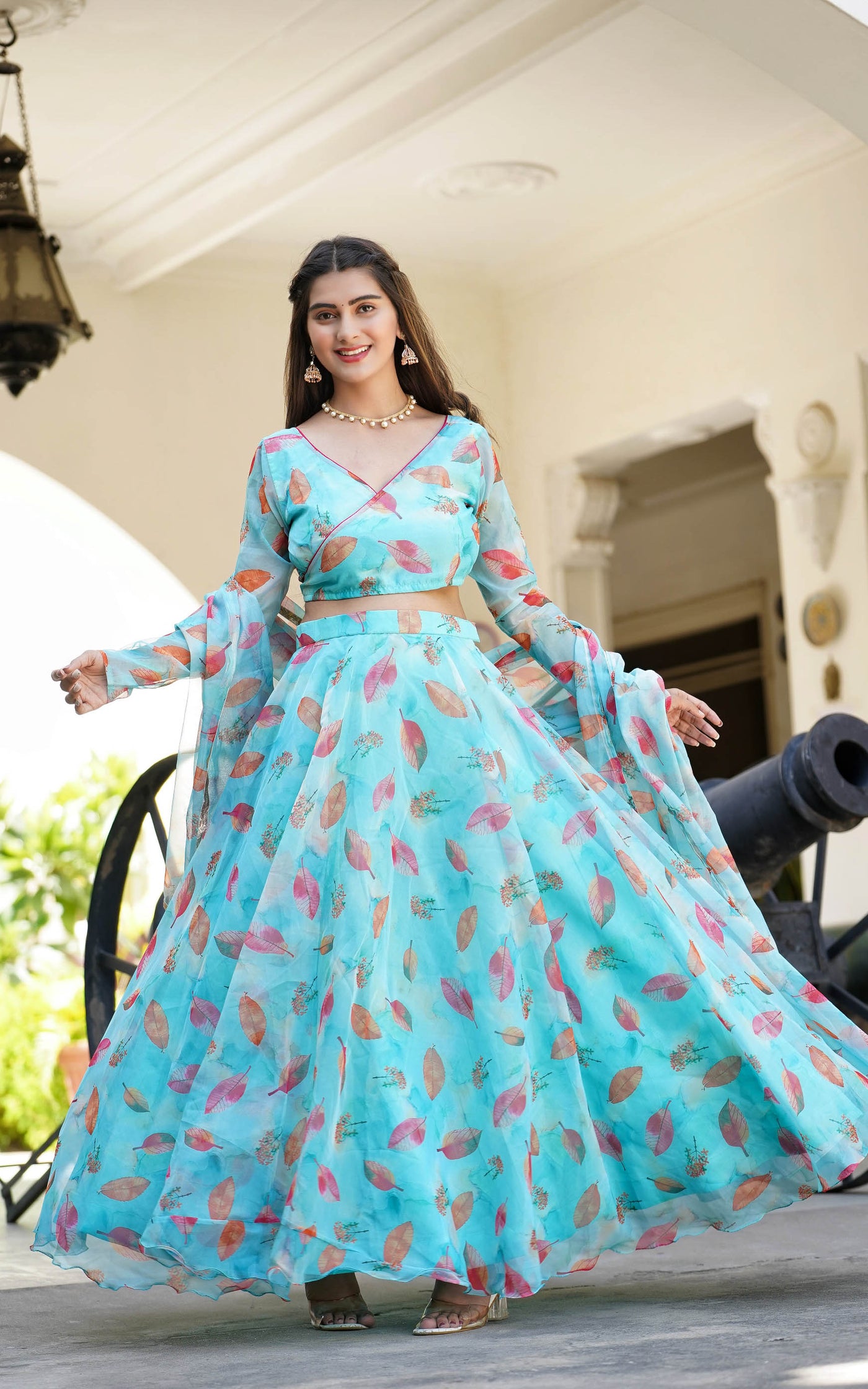 SKY FLORAL LEHENGA SET