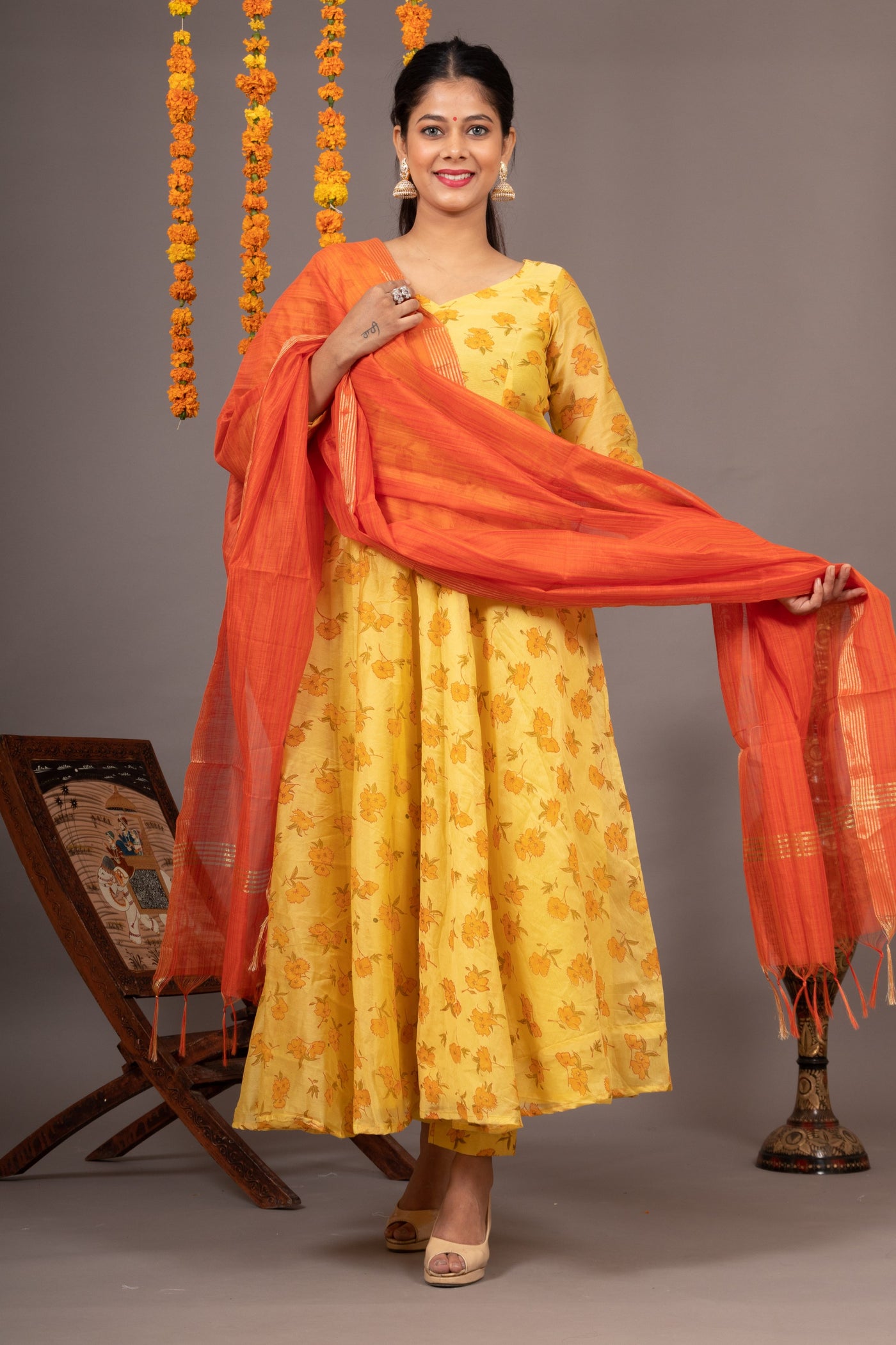 SUNFLOWER CHANDERI SUIT SET