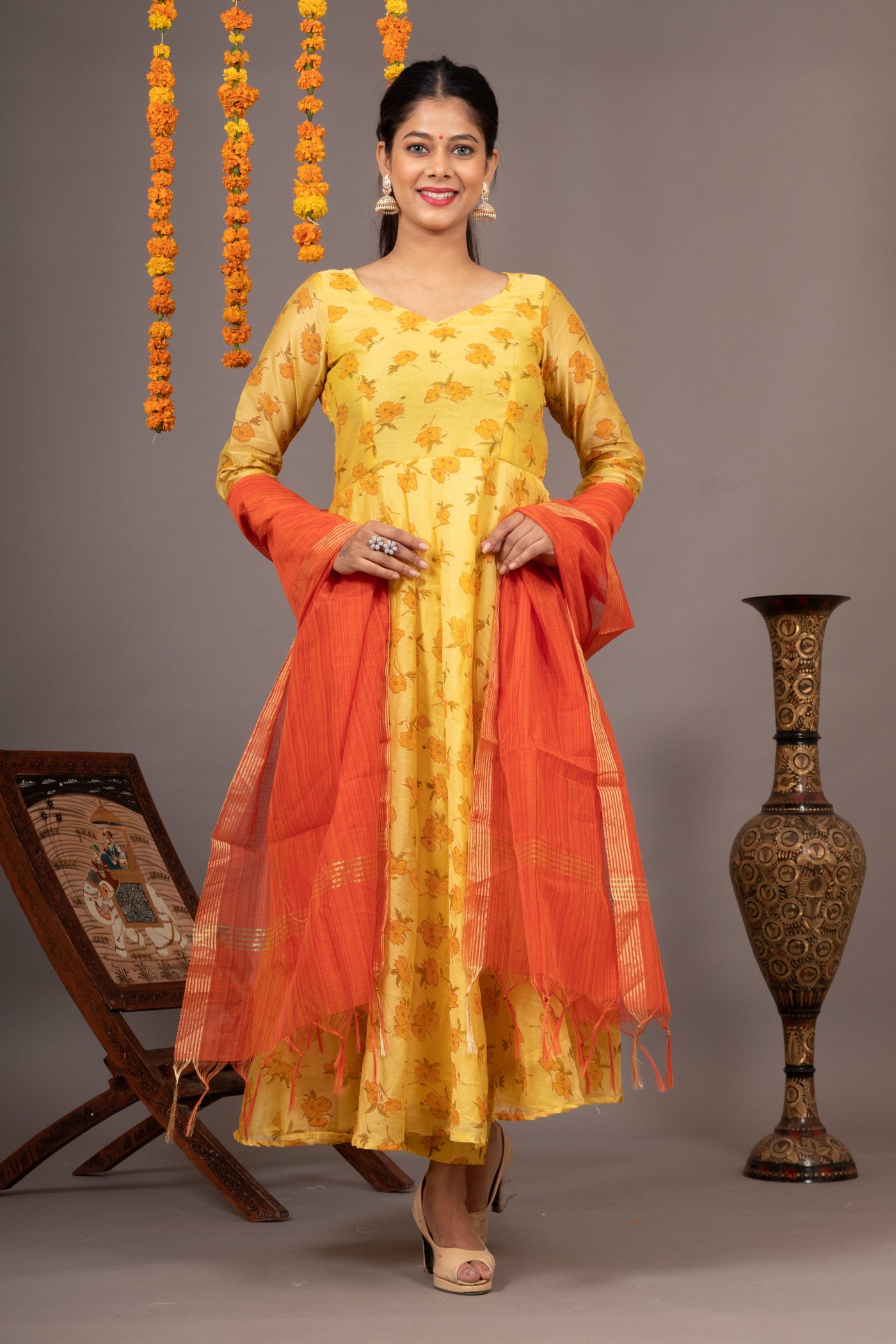 SUNFLOWER CHANDERI SUIT SET