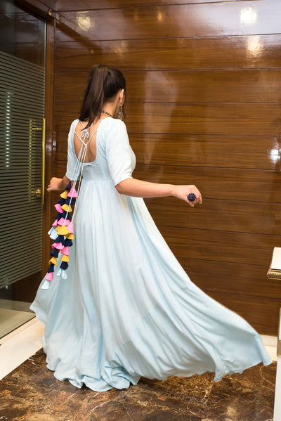 ICE BLUE TASSEL DRESS