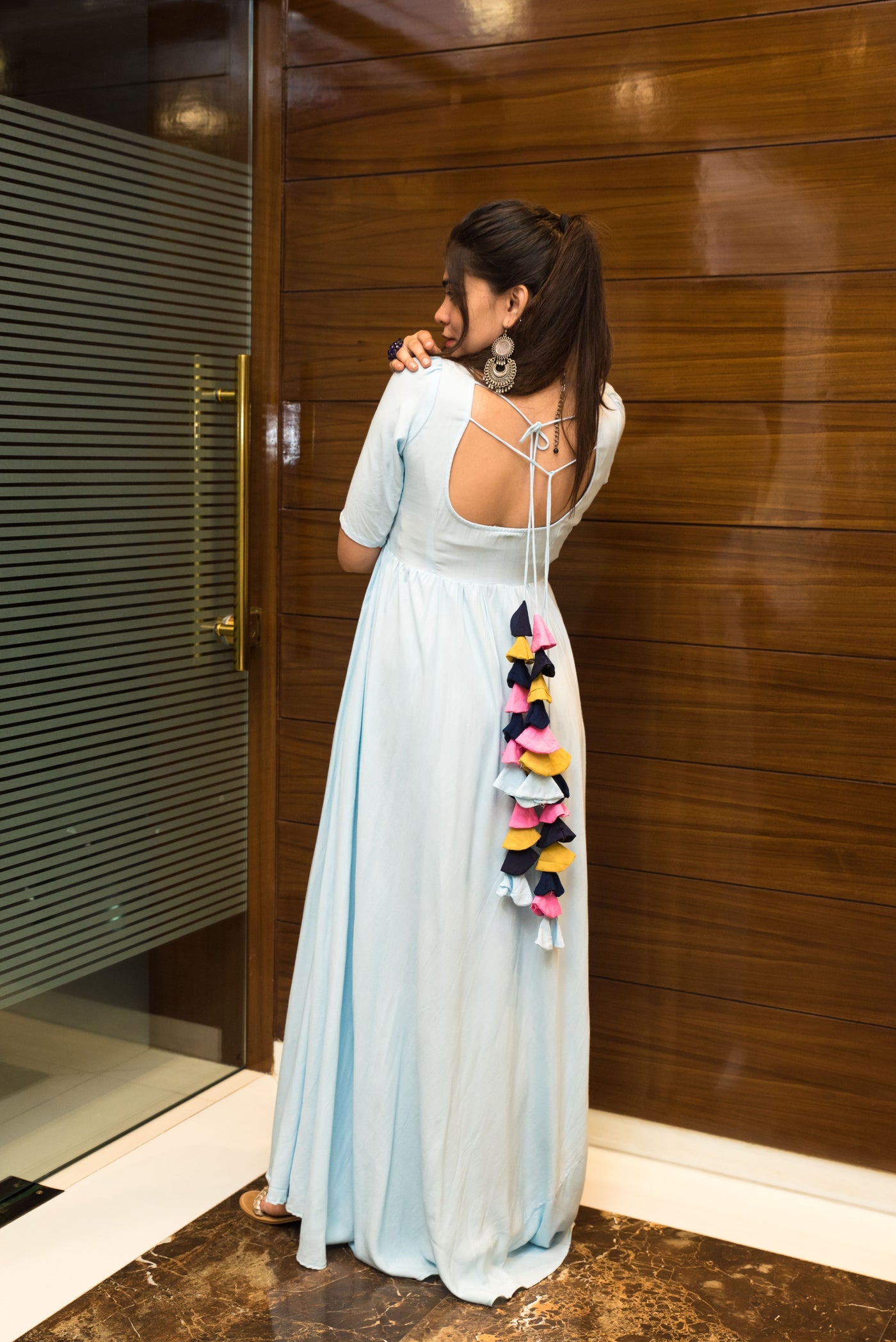 ICE BLUE TASSEL DRESS ICE BLUE TASSEL DRESS