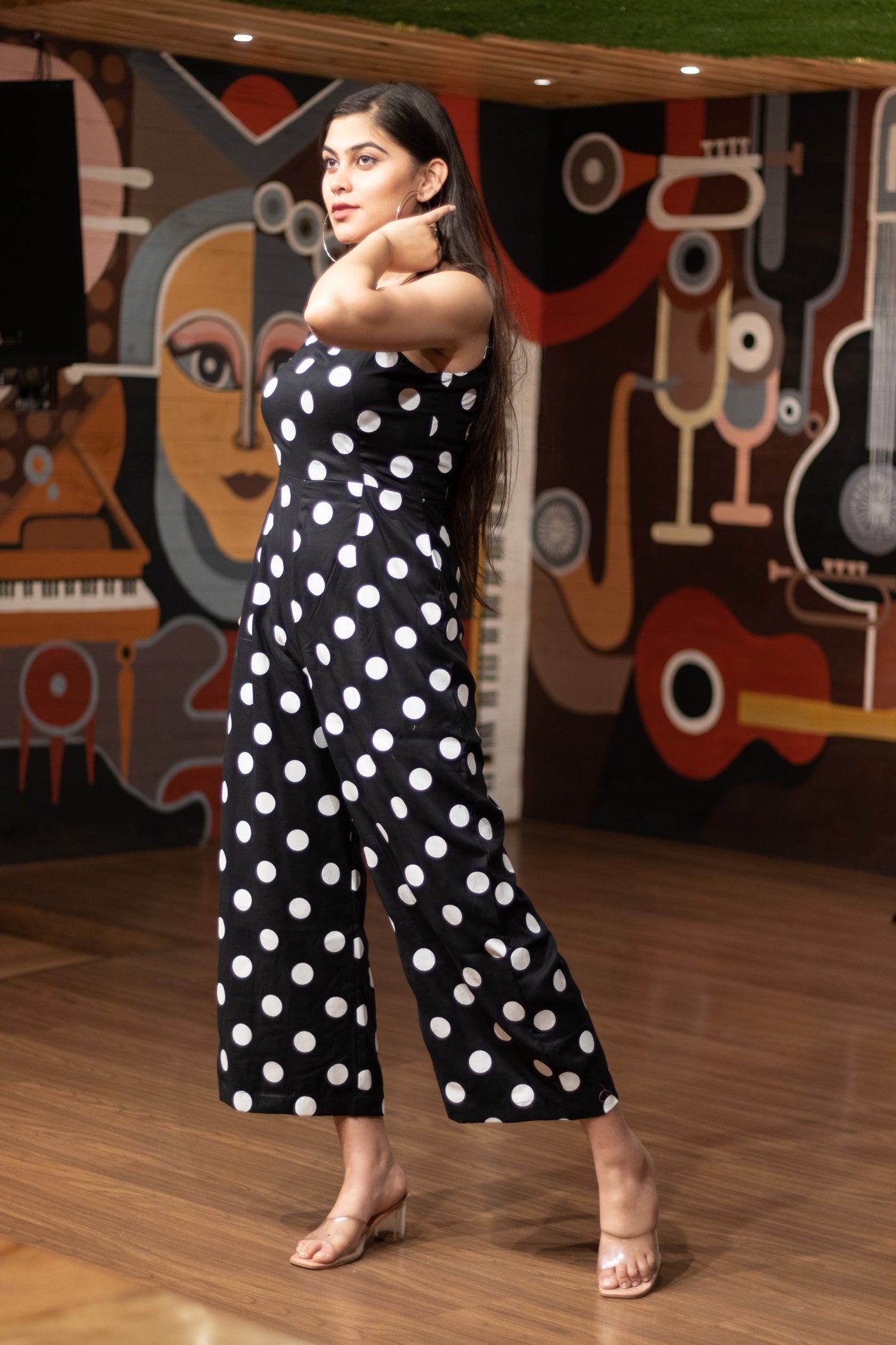 BLACK POLKA JUMPSUIT